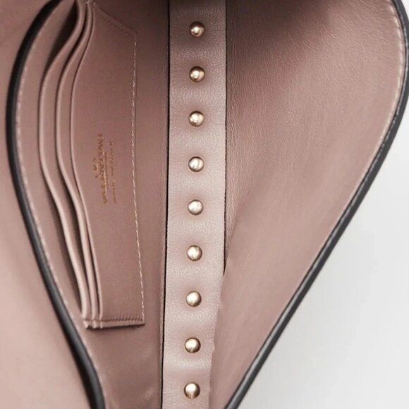 Valentino Neutral Leather Rockstud Crossbody Pouch Bag - Picture 5 of 10